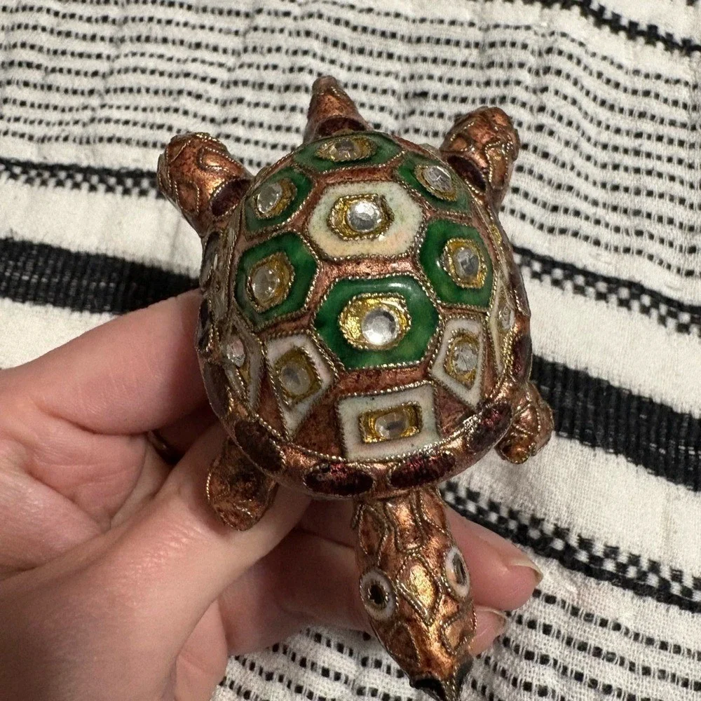 Pottery Barn Cloisonné Enamel‎ Napkin Rings Set 5 Nature Dragonfly Owl Turtle